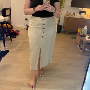 George Cream Button-Front Pencil Skirt